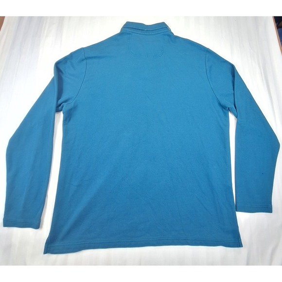 Tommy Bahama IslandZone Mens Large Teal Blue Long Sleeve Polo Shirt Floral Trim - Picture 2 of 7